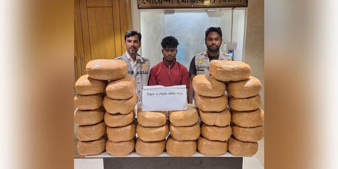 রাজধানীর যাত্রাবাড়ীতে ২৮ লাখ টাকা মূল্যের গাঁজা উদ্ধার, একজন গ্রেপ্তার